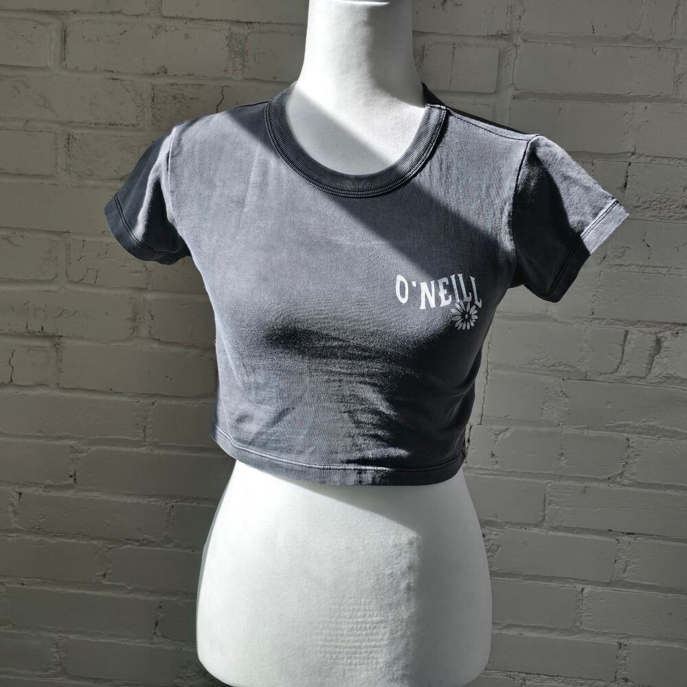 O'Neill Surf Charcoal Crop Top┃ Sun & Surf Graphic┃Beach & Skater┃XS 100% Cotton